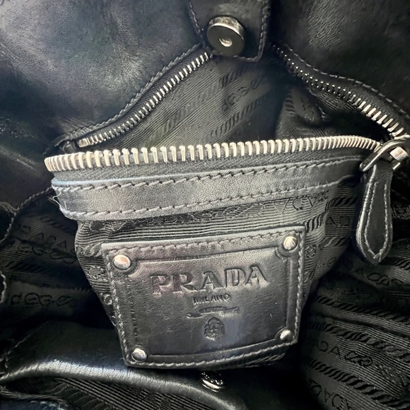Authentic Prada shoulder handbag. Soft leather with silver hardware. - Picture 9 of 14
